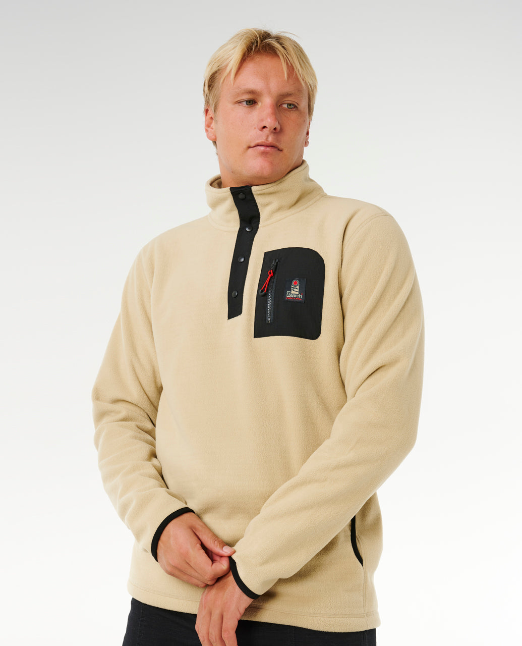 SEARCH POLAR FLEECE CREW - khaki sand