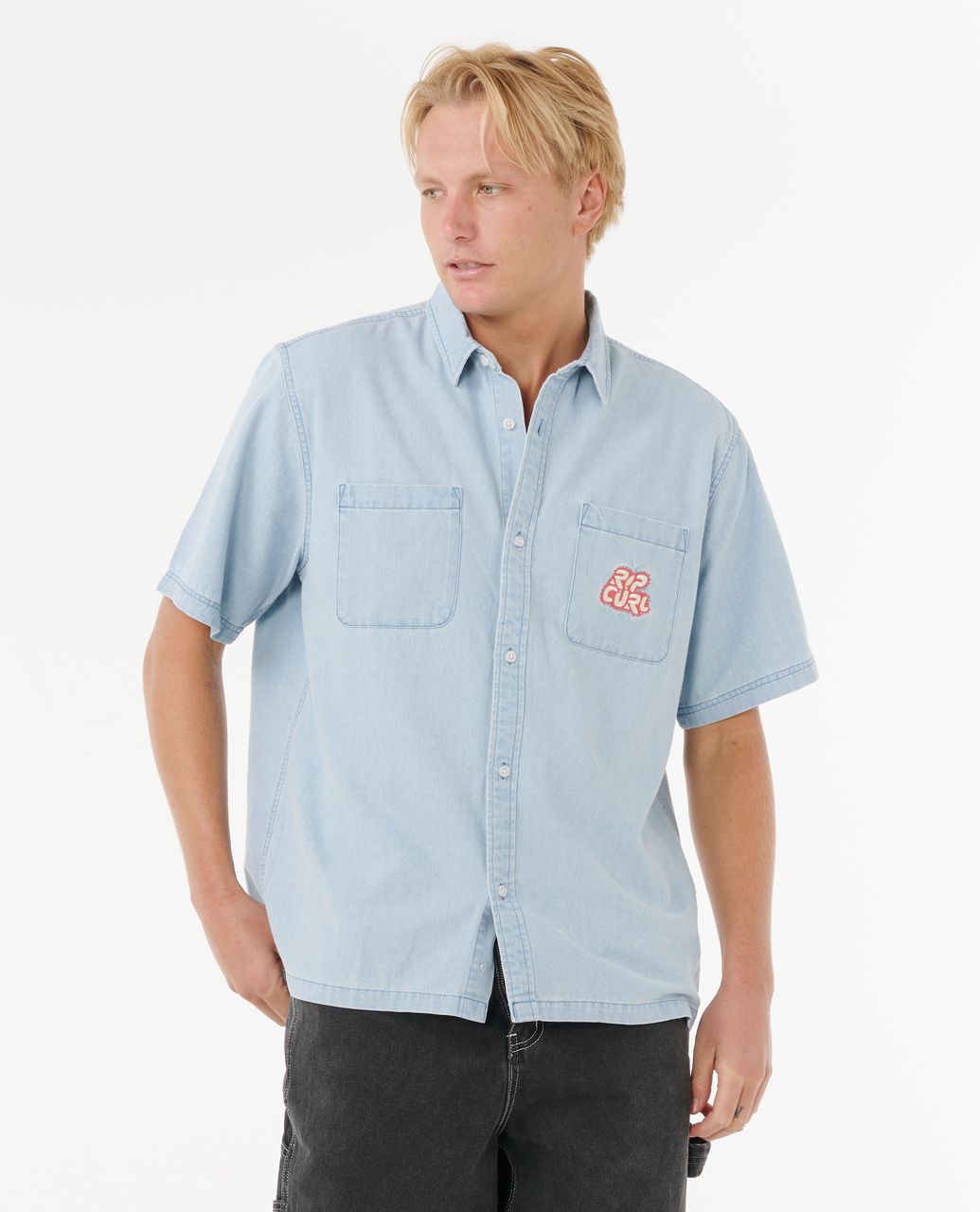 RAW ENERGY DENIM S/S SHIRT - blue wind