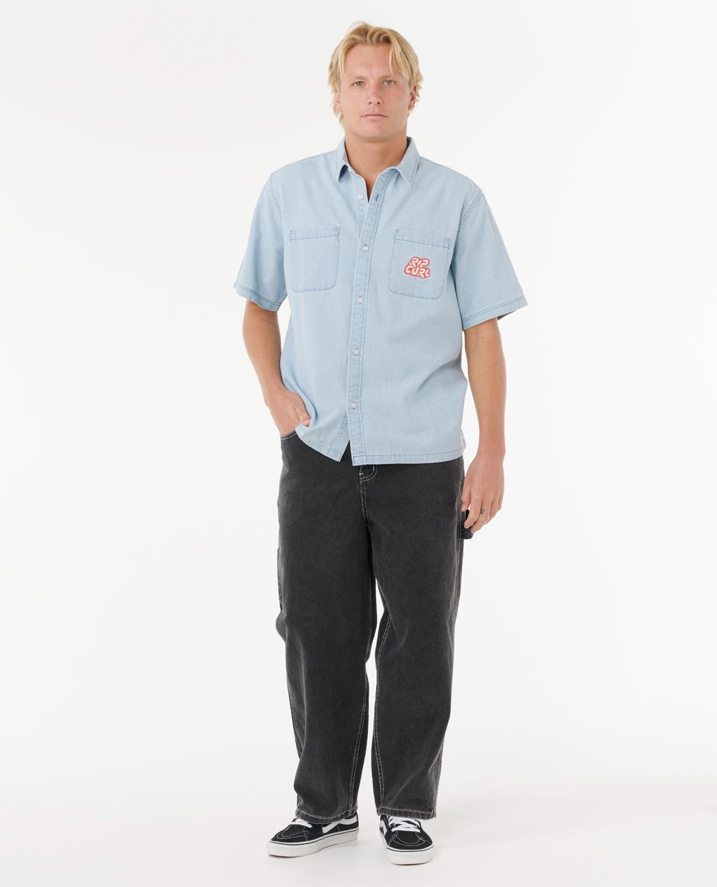 RAW ENERGY DENIM S/S SHIRT - blue wind