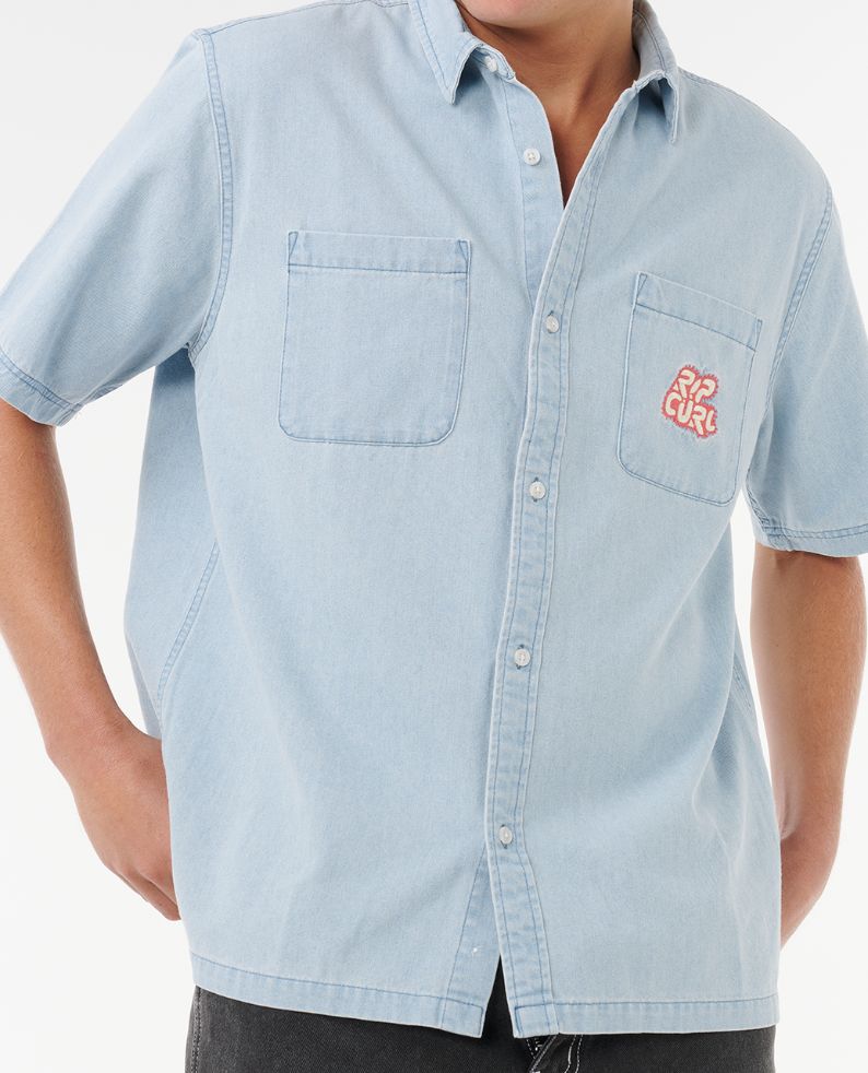RAW ENERGY DENIM S/S SHIRT - blue wind