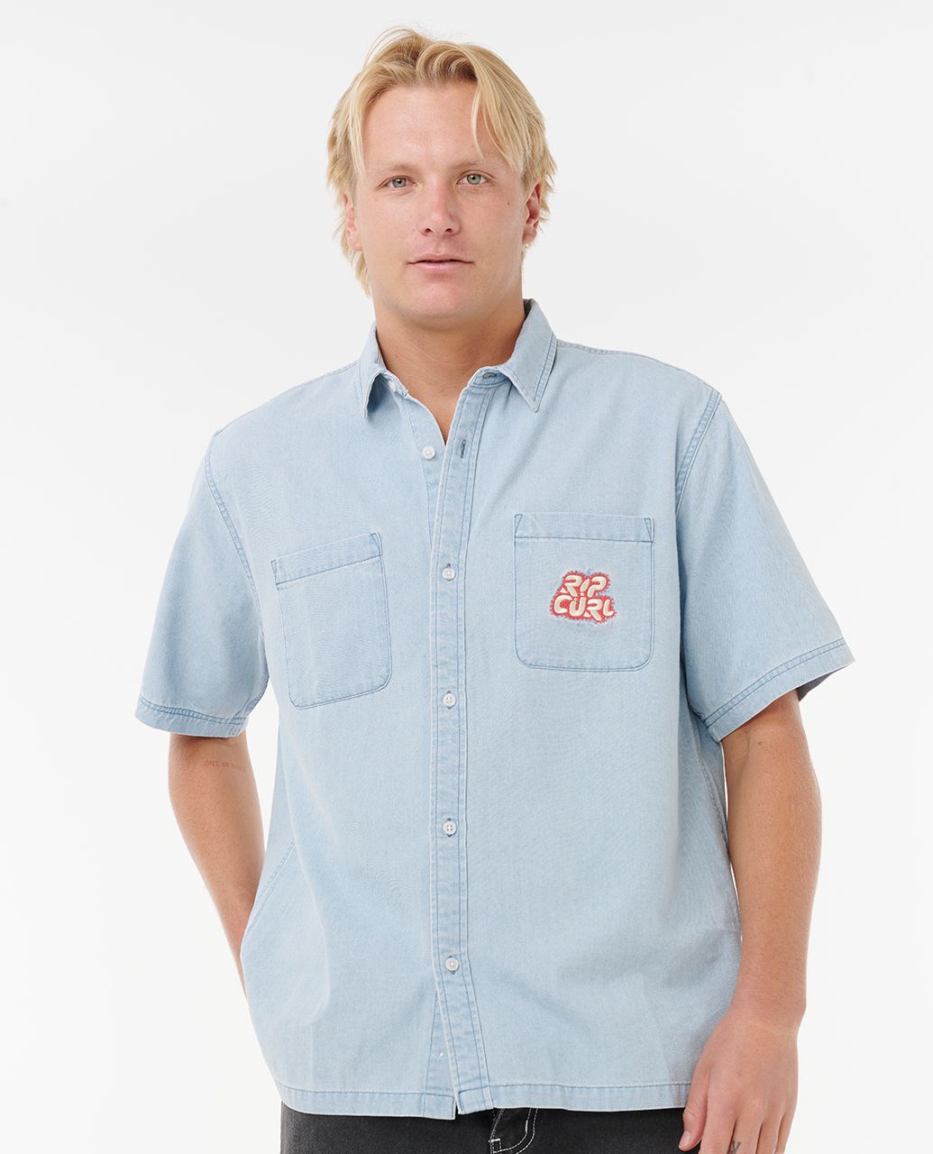 RAW ENERGY DENIM S/S SHIRT - blue wind