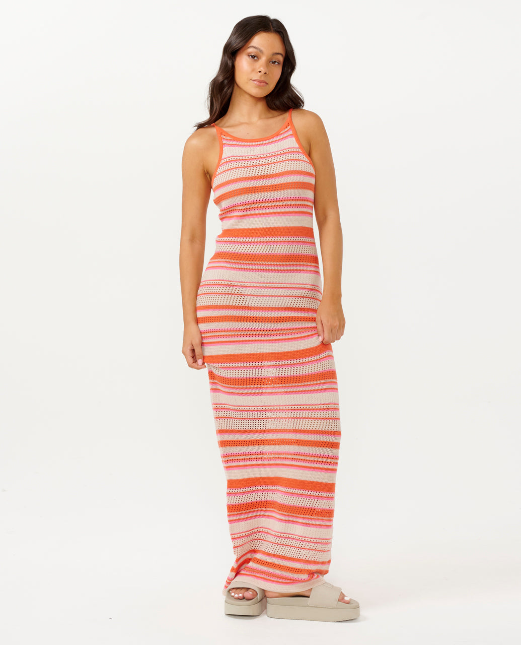 SUN TO SEA CROCHET MAXI - mid pink