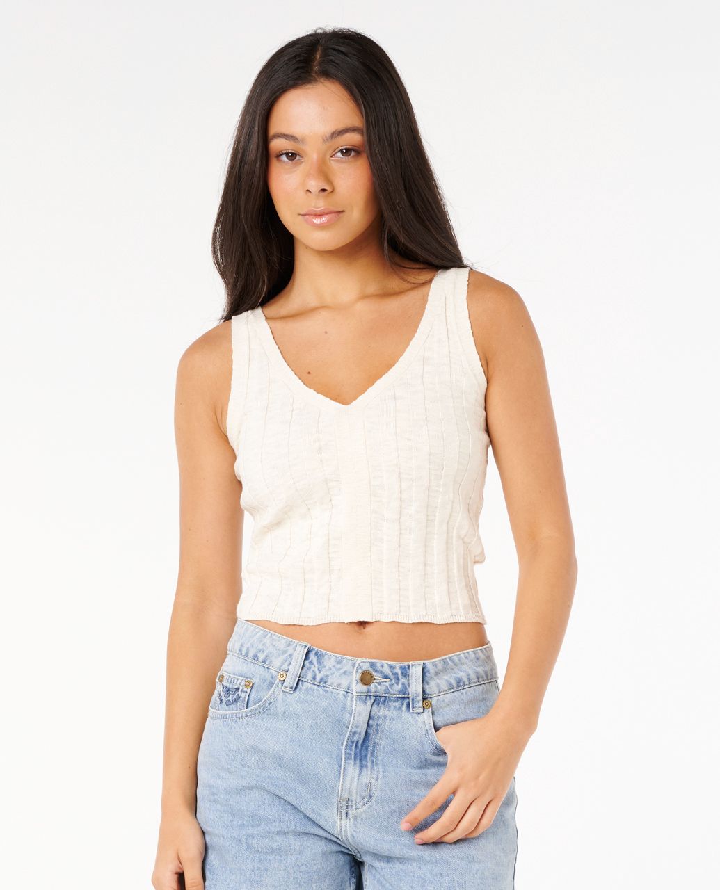 SUNSET LUAU KNIT TOP - off white