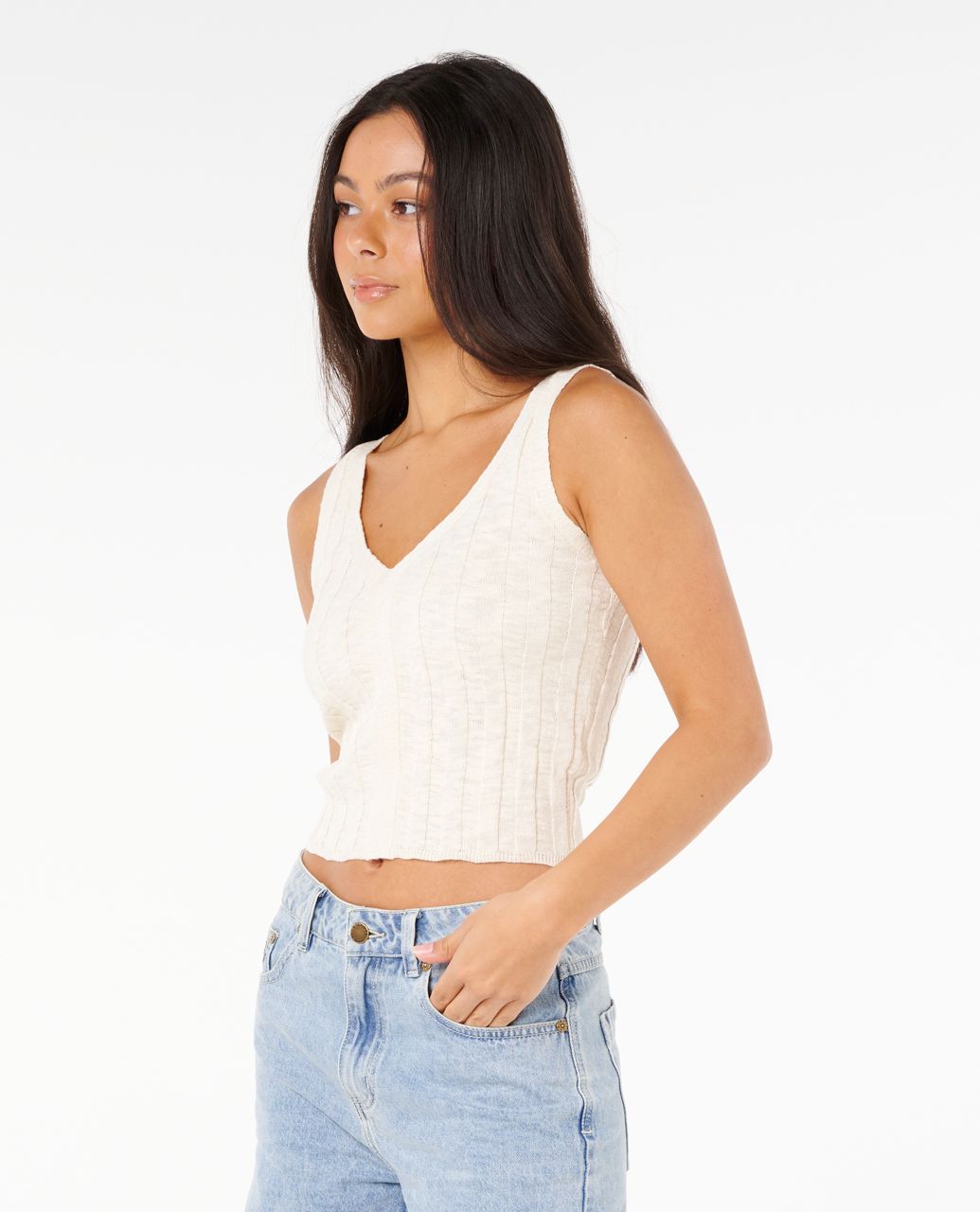 SUNSET LUAU KNIT TOP - off white