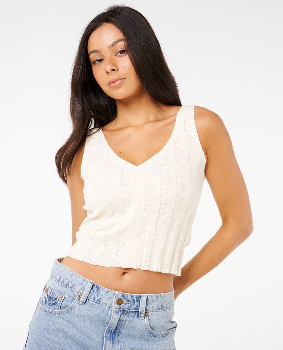 SUNSET LUAU KNIT TOP - off white