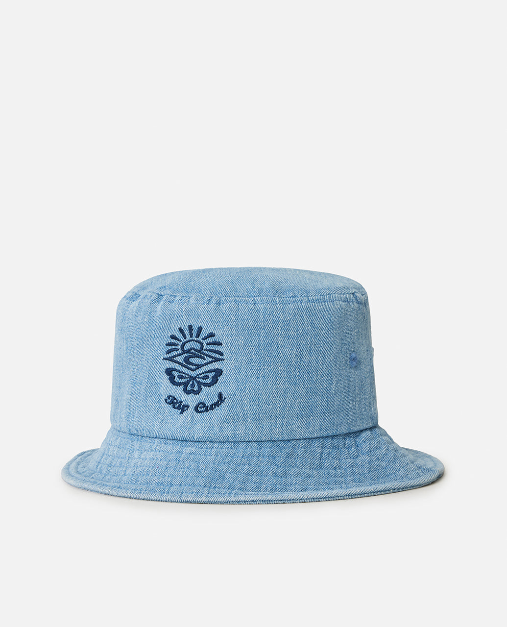 DENIM SHORT BRIM BUCKET HAT - mid blue