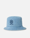 DENIM SHORT BRIM BUCKET HAT - mid blue