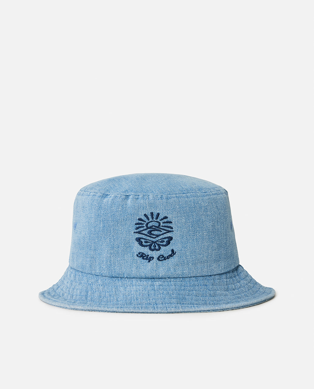 DENIM SHORT BRIM BUCKET HAT - mid blue