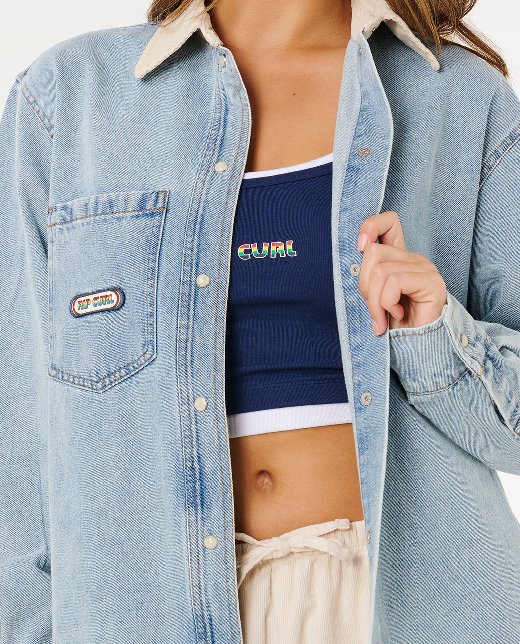 SURF SIDE RLXD DENIM SHIRT - washed blue