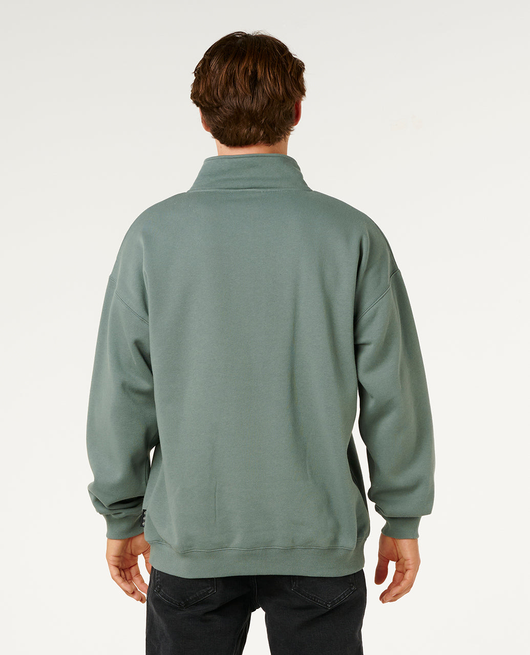 PILL ICON 1/4 ZIP CREW - moss