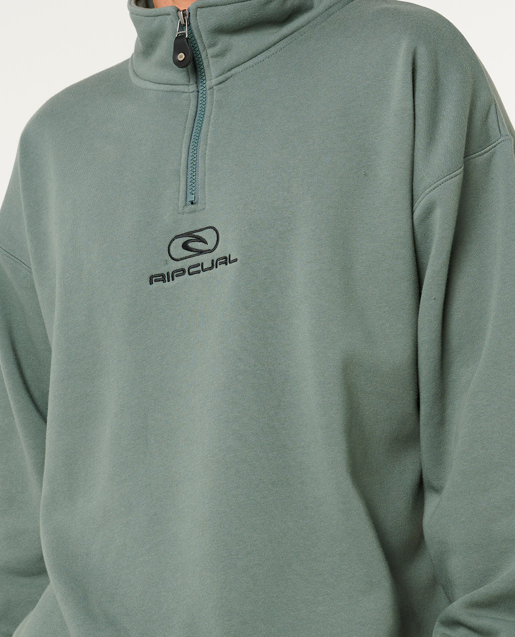 PILL ICON 1/4 ZIP CREW - moss