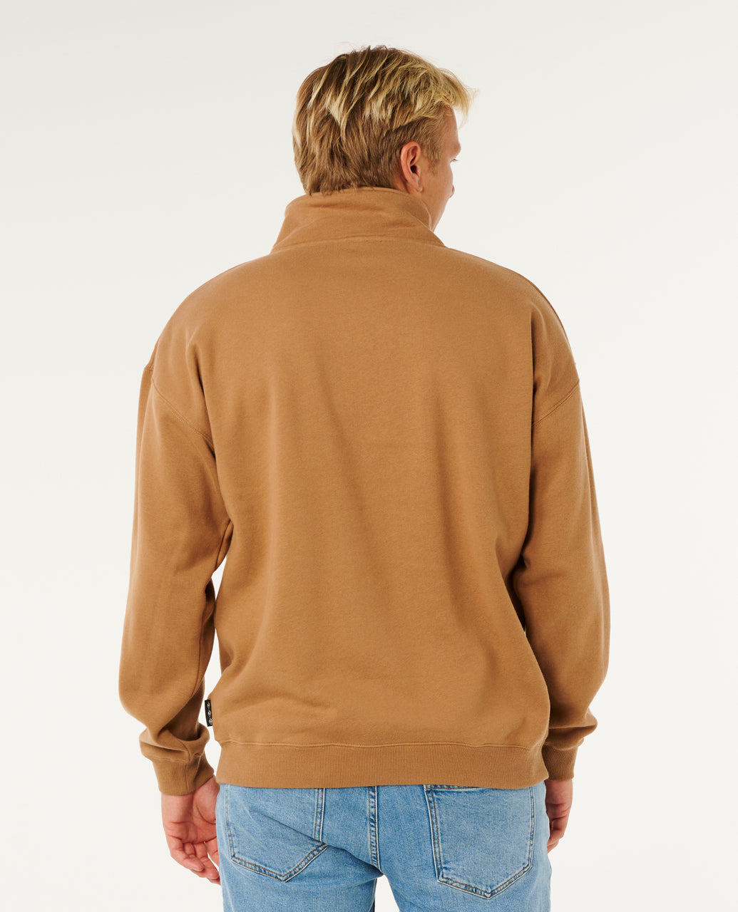 PILL ICON 1/4 ZIP CREW - mocha