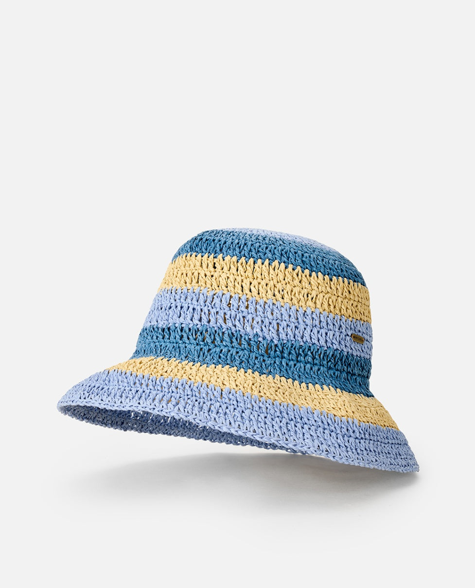 CROCHET BUCKET HAT - blue/natural