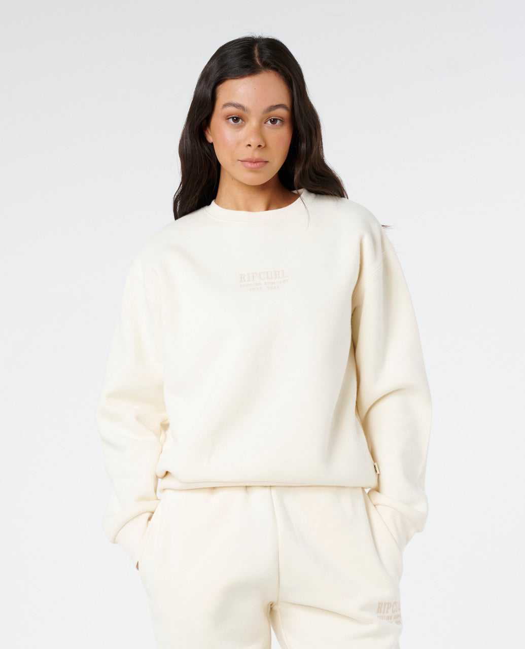 SURF STAPLE RELAXED CREW - bone