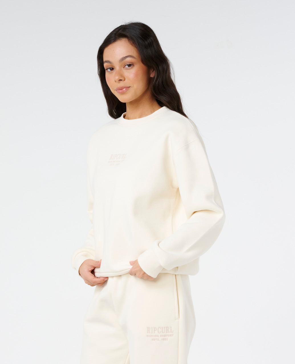 SURF STAPLE RELAXED CREW - bone