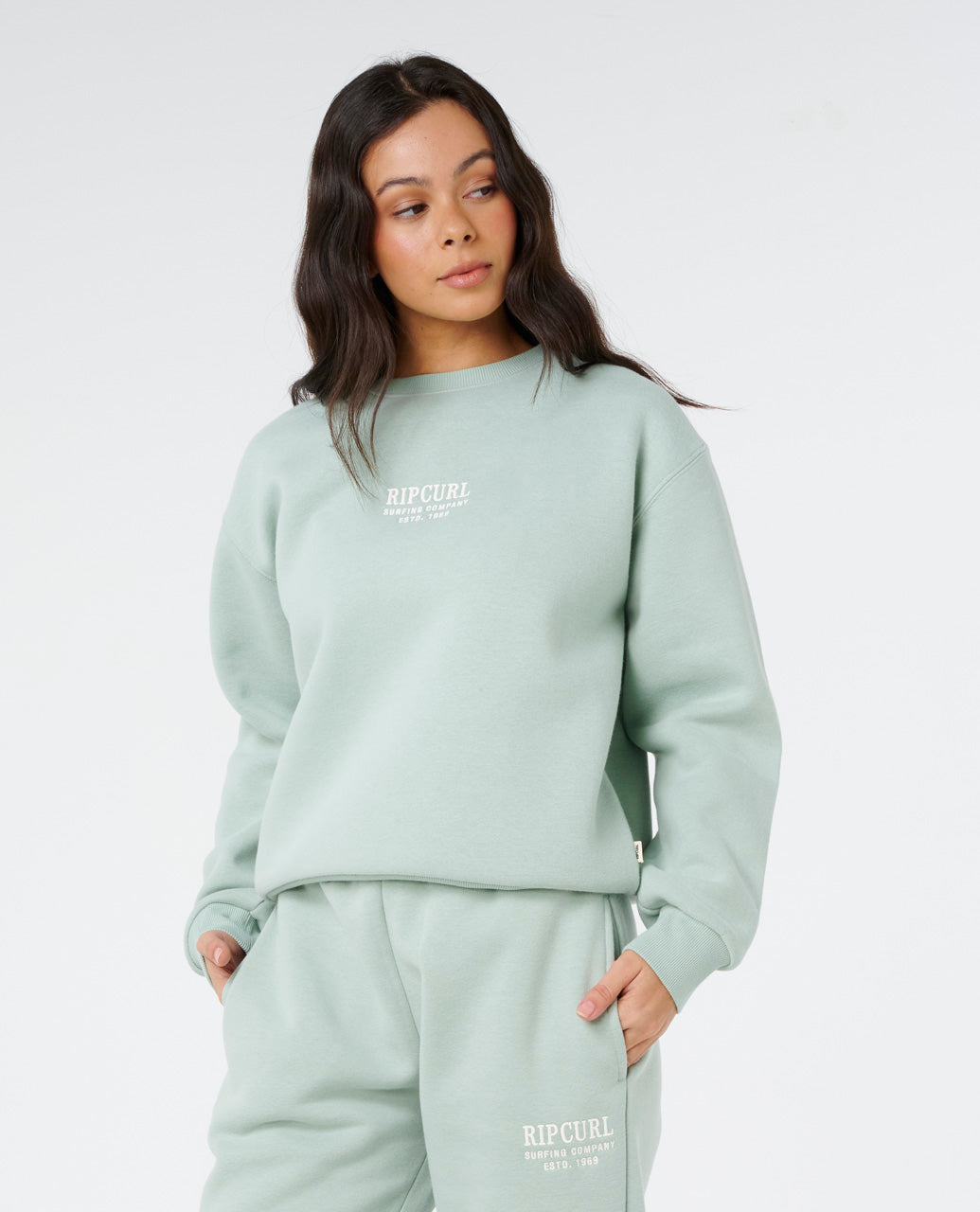 SURF STAPLE RELAXED CREW - aqua gray