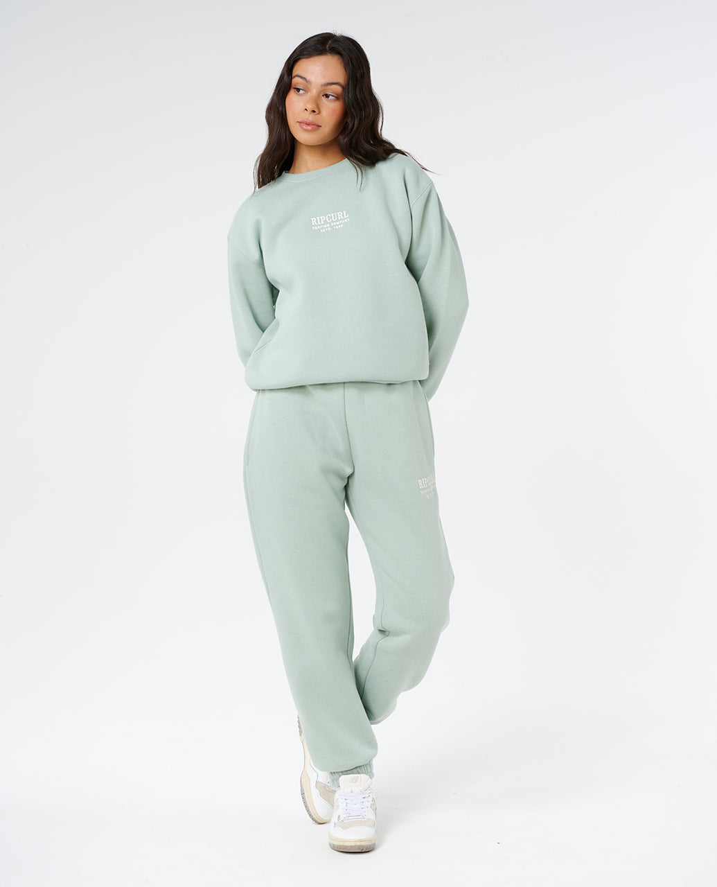 SURF STAPLE RELAXED CREW - aqua gray