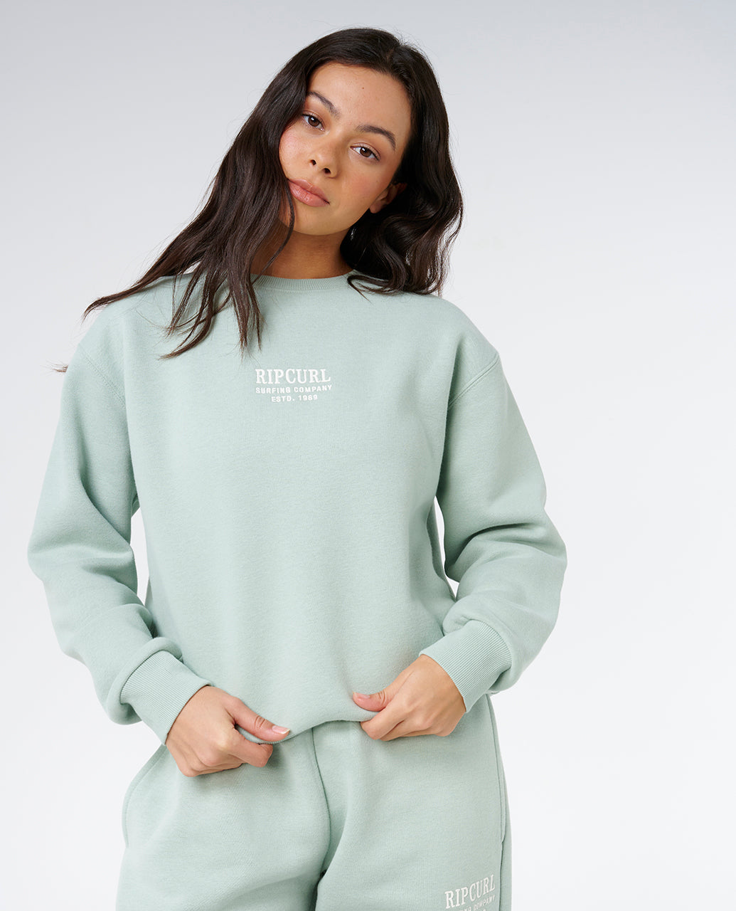 SURF STAPLE RELAXED CREW - aqua gray