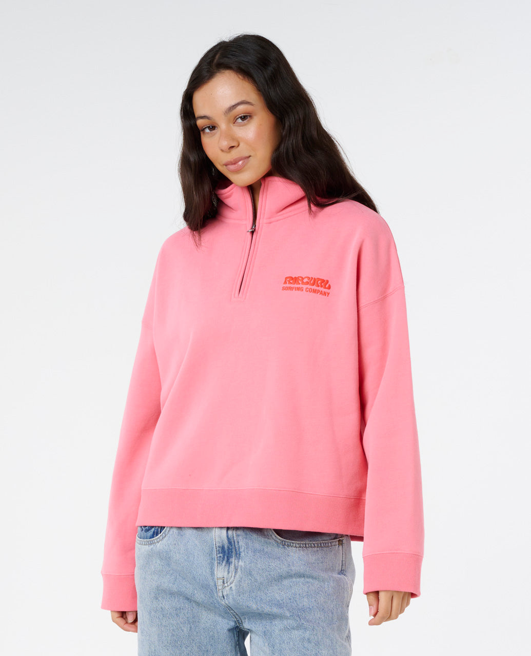 SURF PUFF 1/4 ZIP - pink