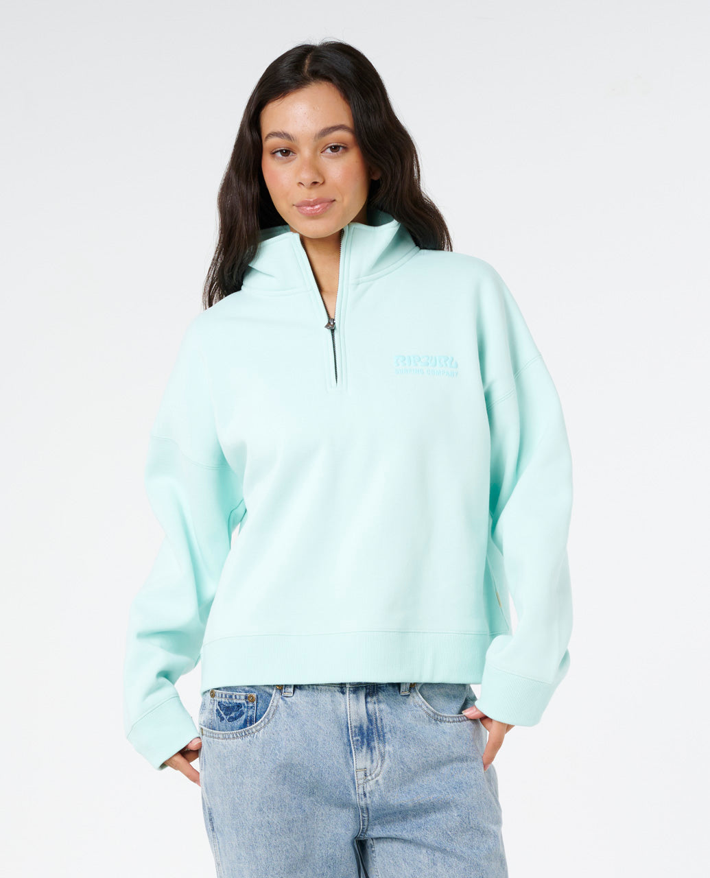 SURF PUFF 1/4 ZIP - light blue