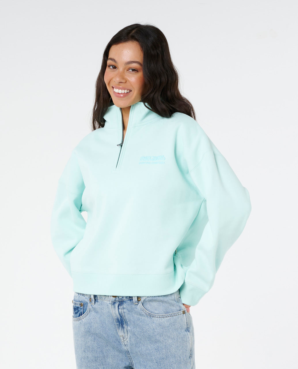 SURF PUFF 1/4 ZIP - light blue