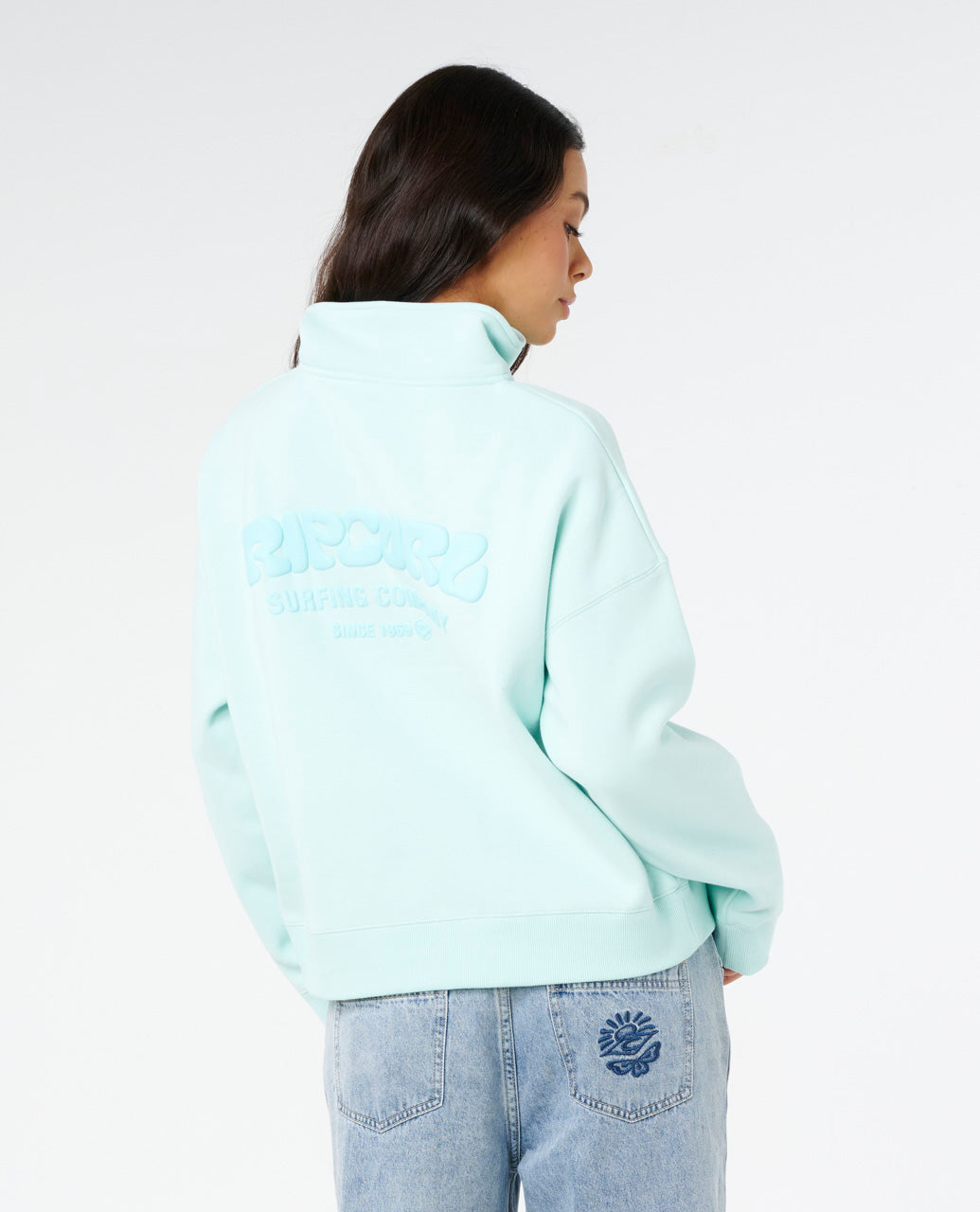 SURF PUFF 1/4 ZIP - light blue