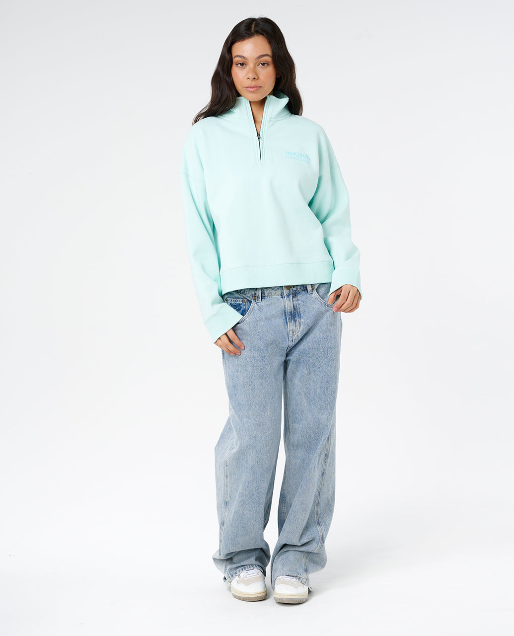 SURF PUFF 1/4 ZIP - light blue
