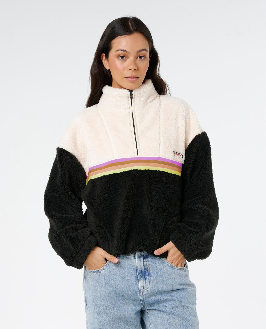 SURF REVIVAL POL FLEECE - wshd blk rainbw