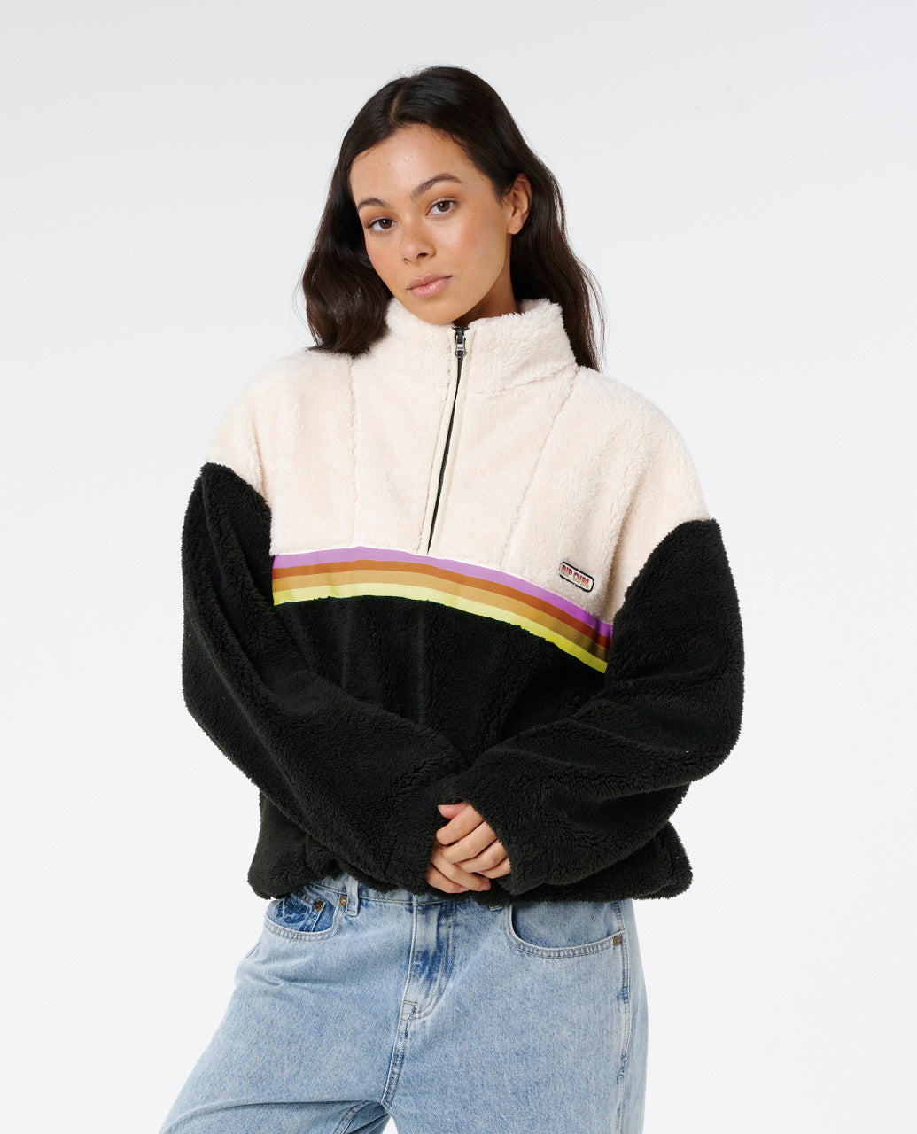 SURF REVIVAL POL FLEECE - wshd blk rainbw