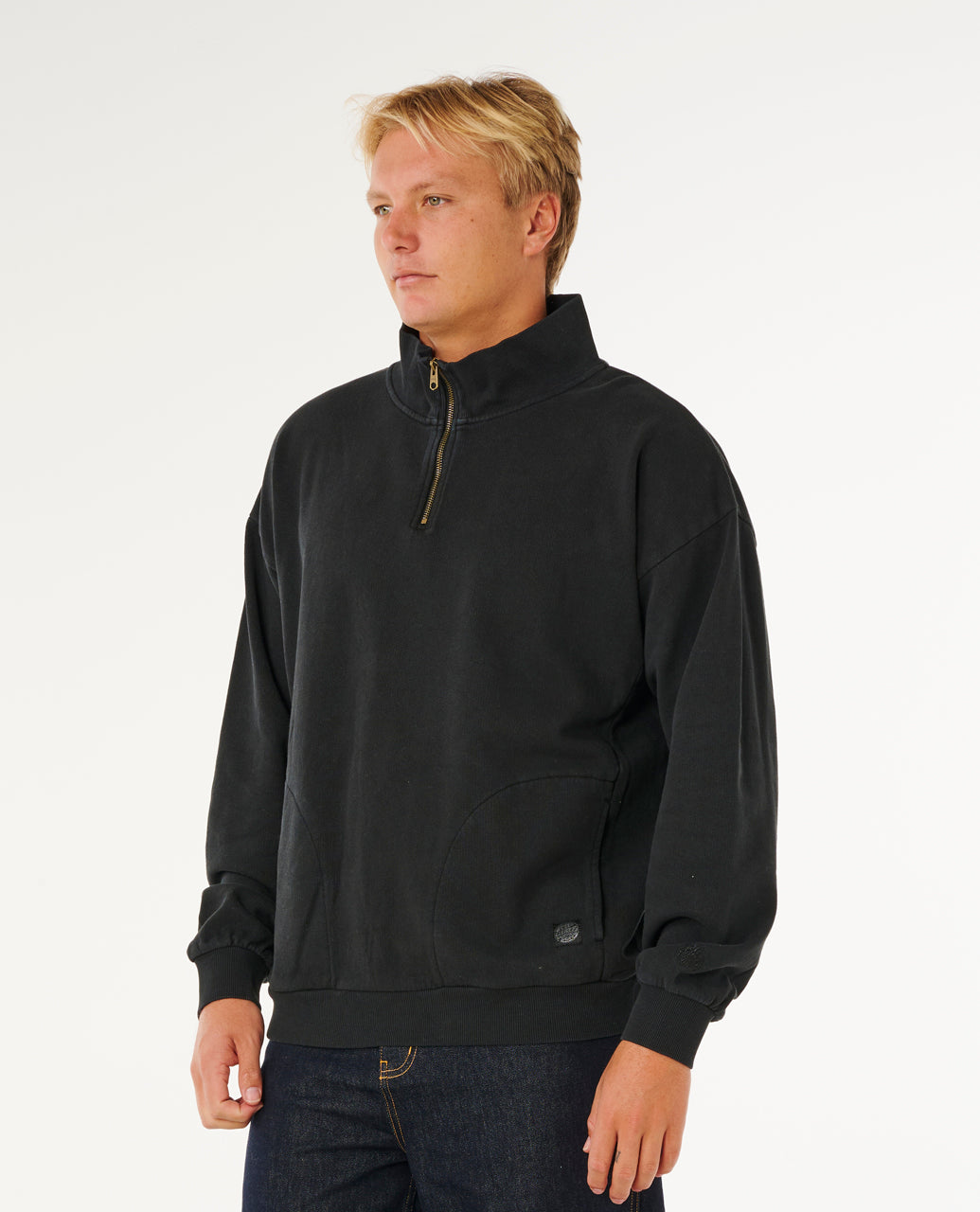 PREMIUM SURF QTR ZIP CREW - black