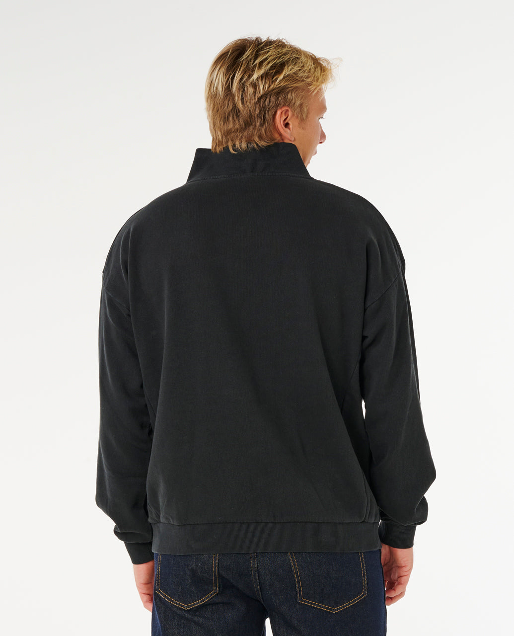 PREMIUM SURF QTR ZIP CREW - black