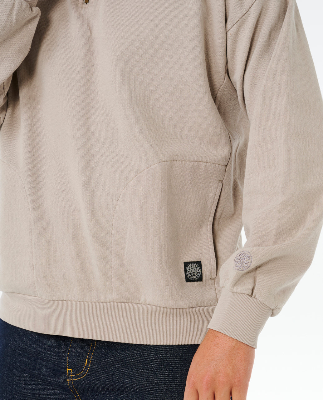 PREMIUM SURF QTR ZIP CREW - stone