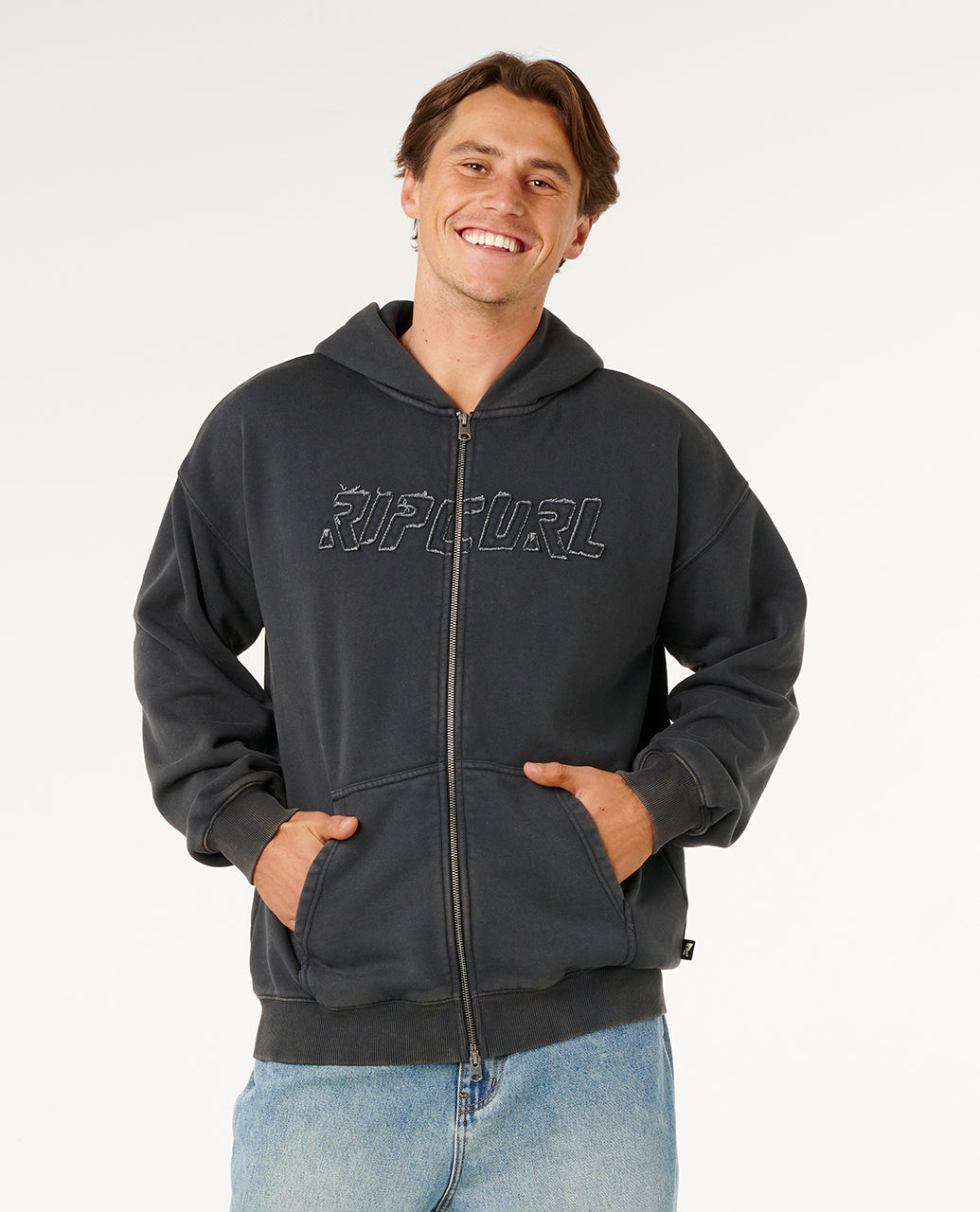 LIQUID TRIPS ZIP TH HOOD - washed black