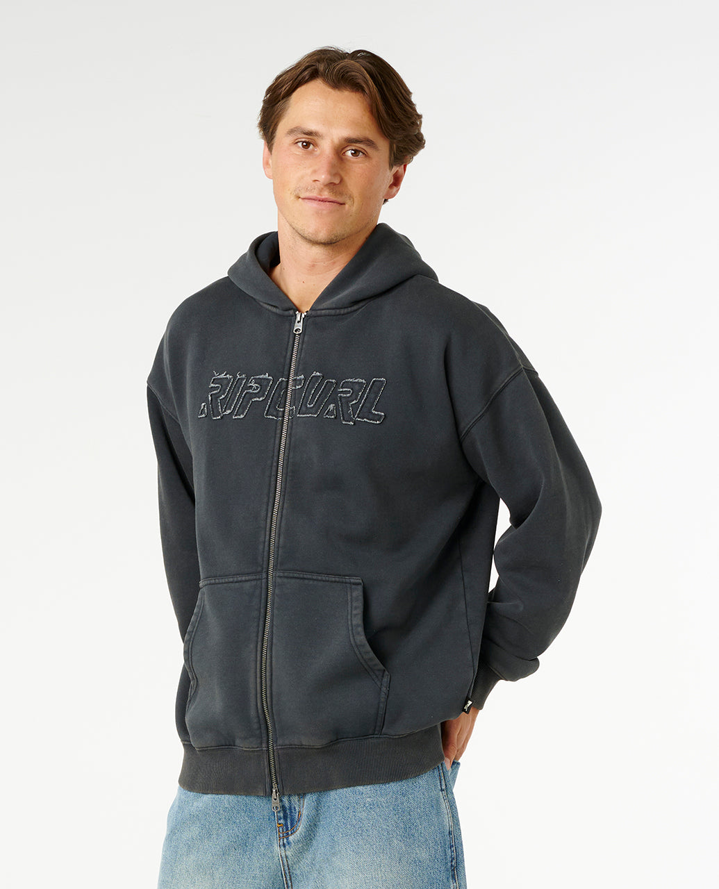 LIQUID TRIPS ZIP TH HOOD - washed black