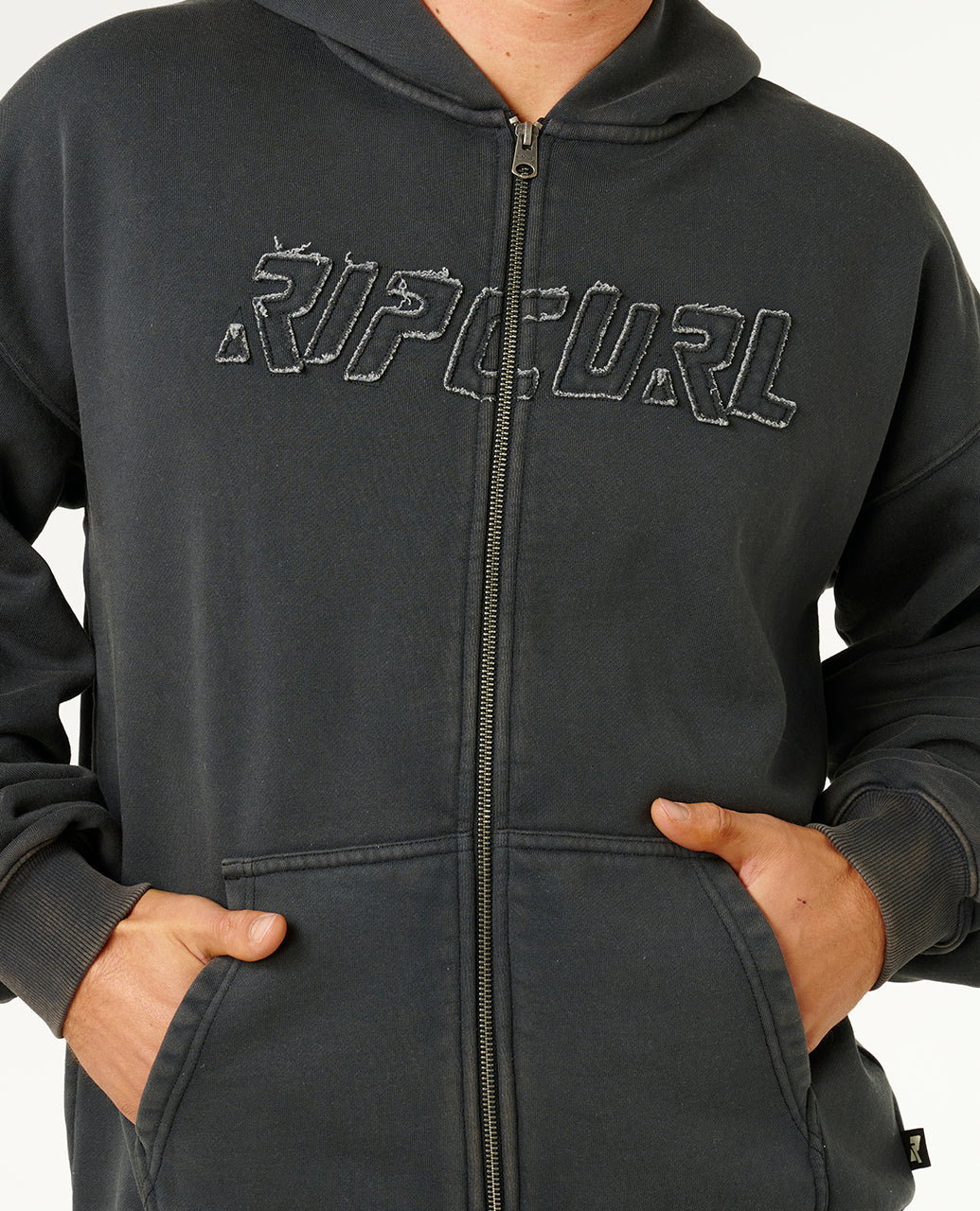LIQUID TRIPS ZIP TH HOOD - washed black