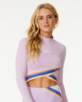 SUNRISE STRIPED LS CROP - lilac
