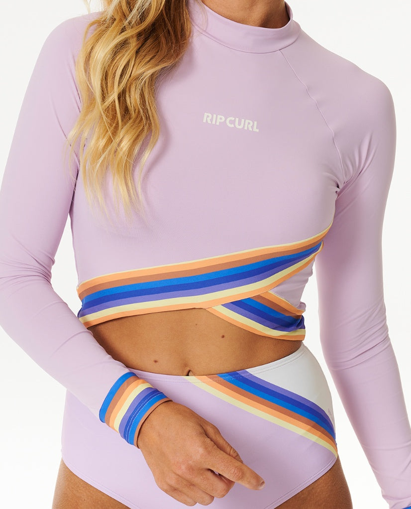 SUNRISE STRIPED LS CROP - lilac