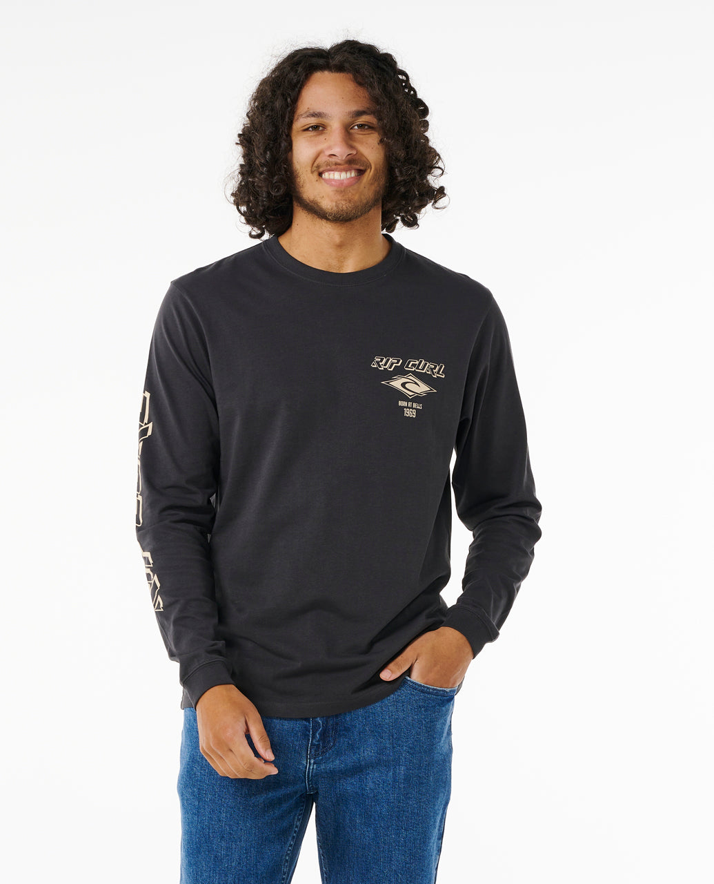 FADE OUT ICON L/S TEE - black/sand