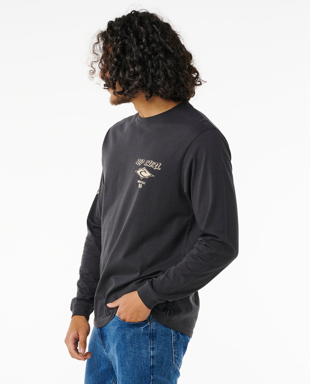 FADE OUT ICON L/S TEE - black/sand