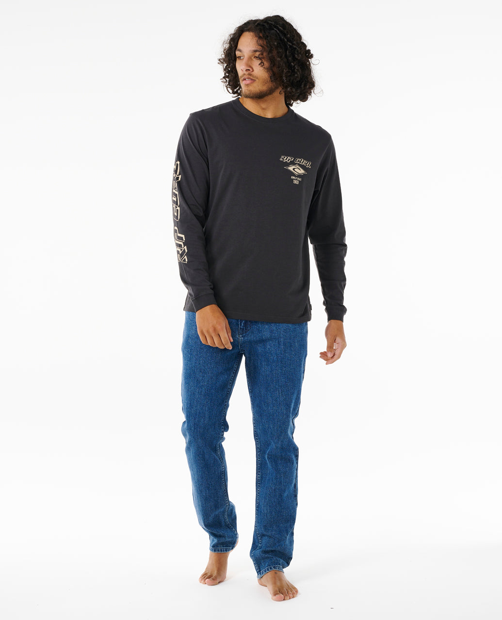 FADE OUT ICON L/S TEE - black/sand