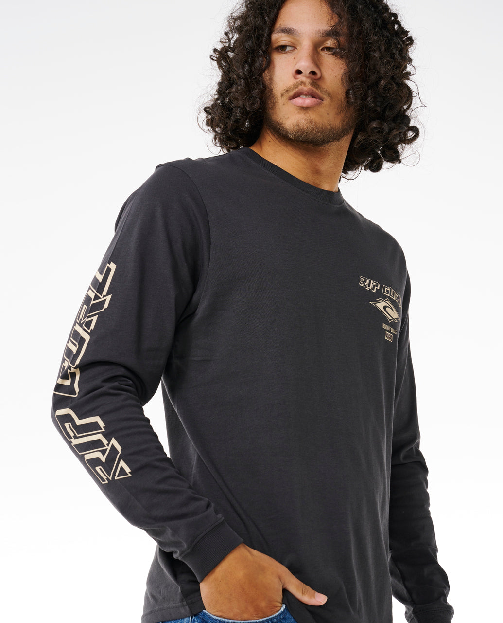 FADE OUT ICON L/S TEE - black/sand