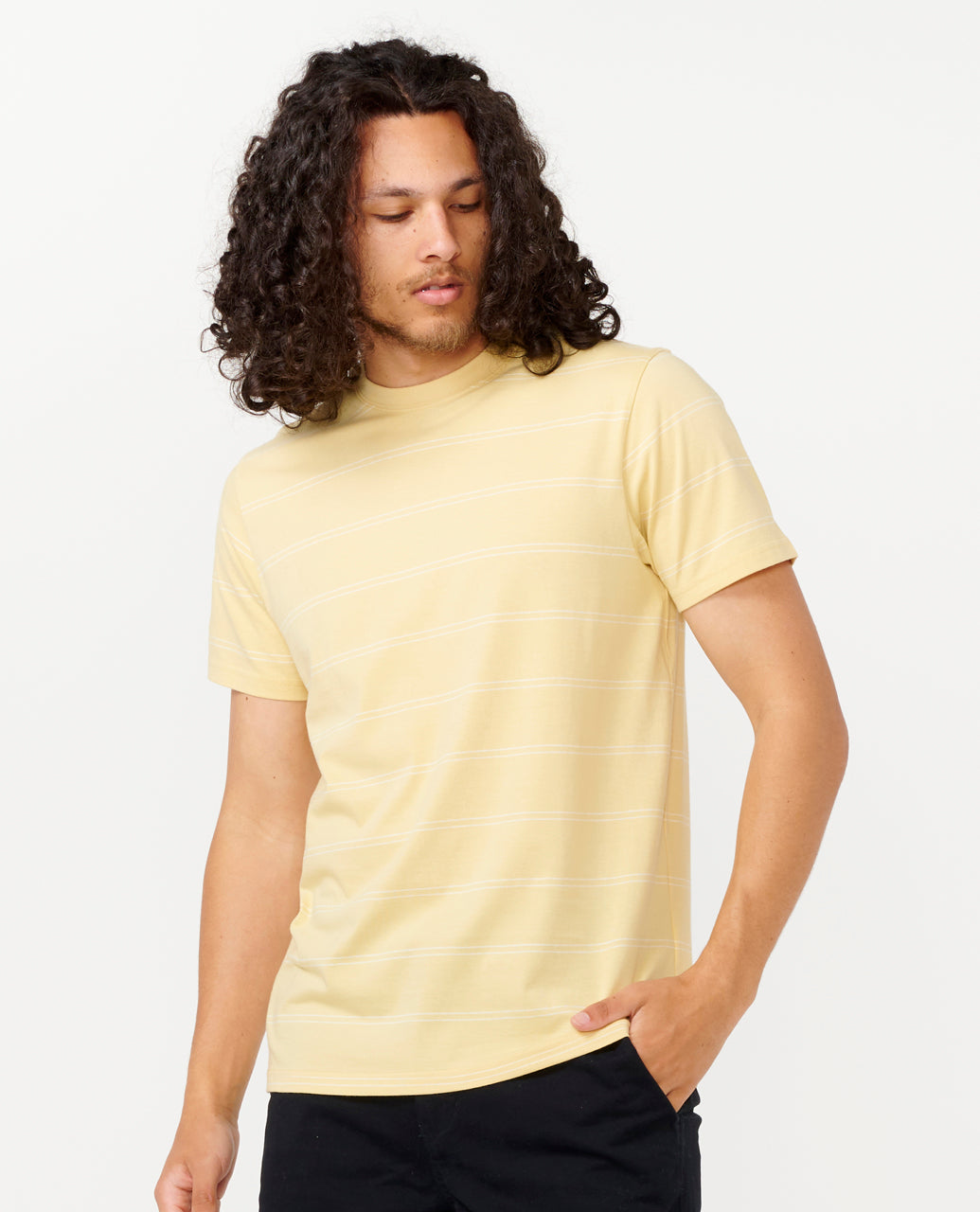 PLAIN STRIPE TEE - straw