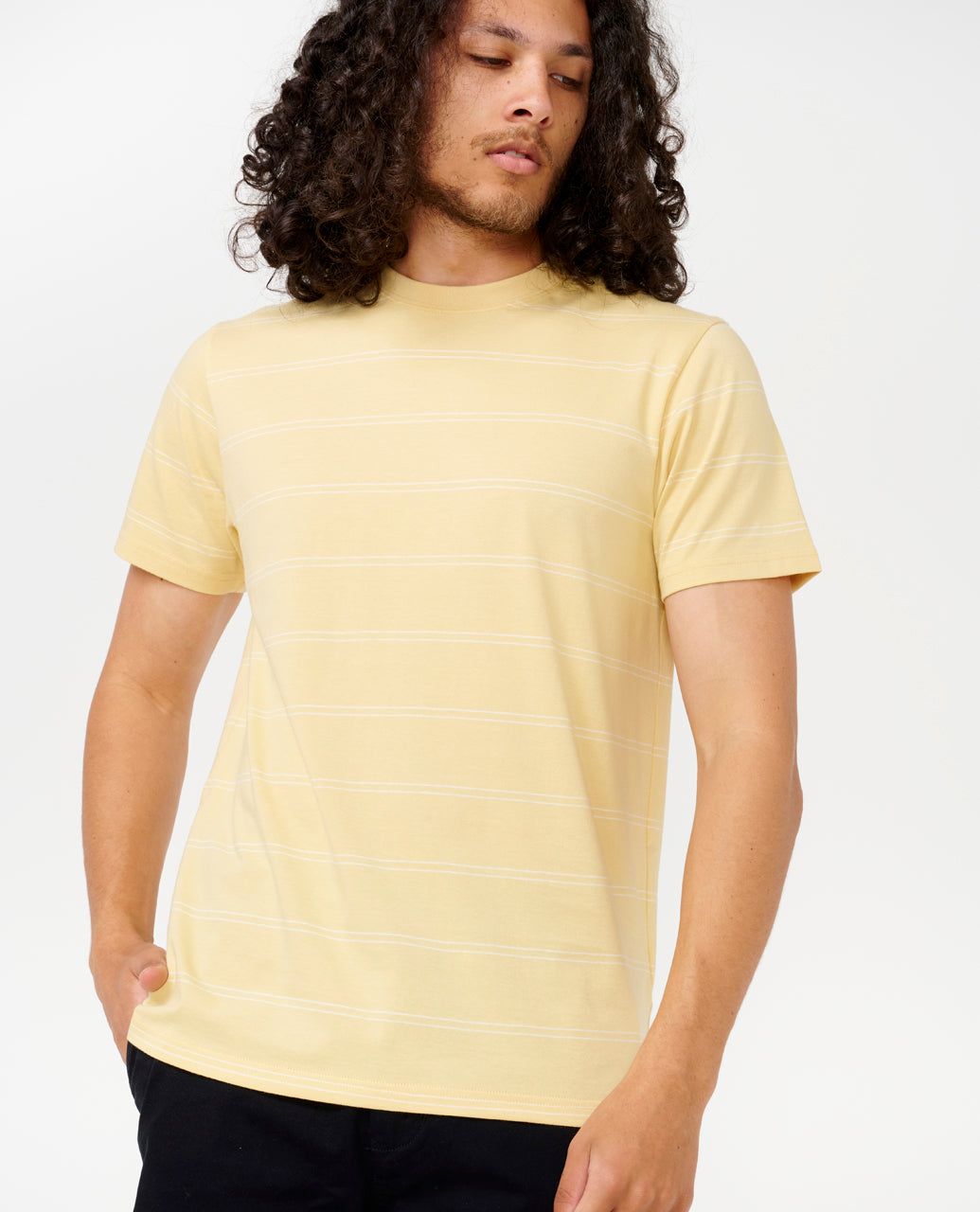 PLAIN STRIPE TEE - straw