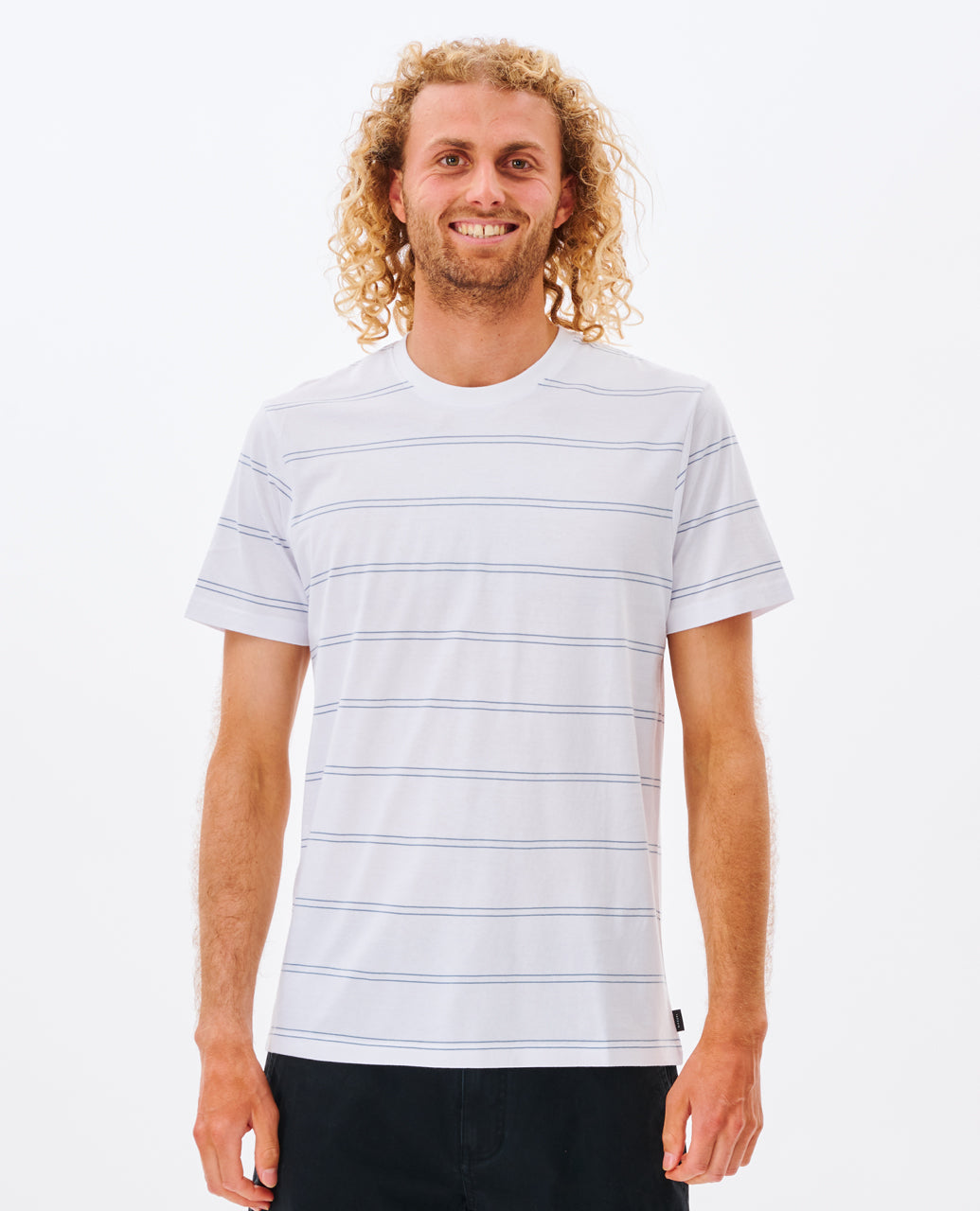 PLAIN STRIPE TEE - white/blue