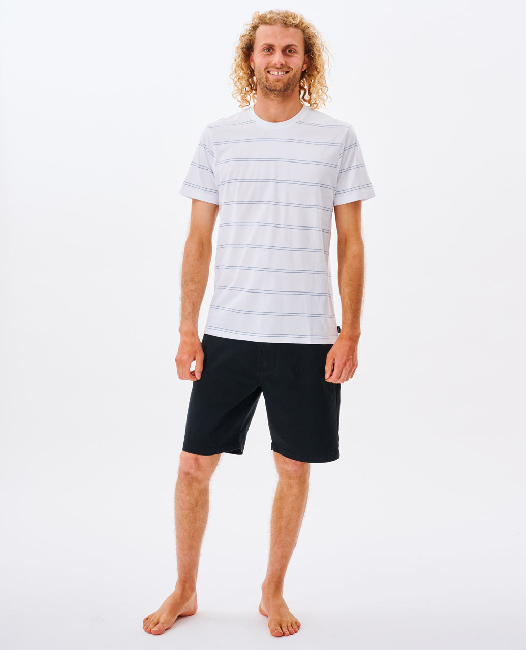 PLAIN STRIPE TEE - white/blue