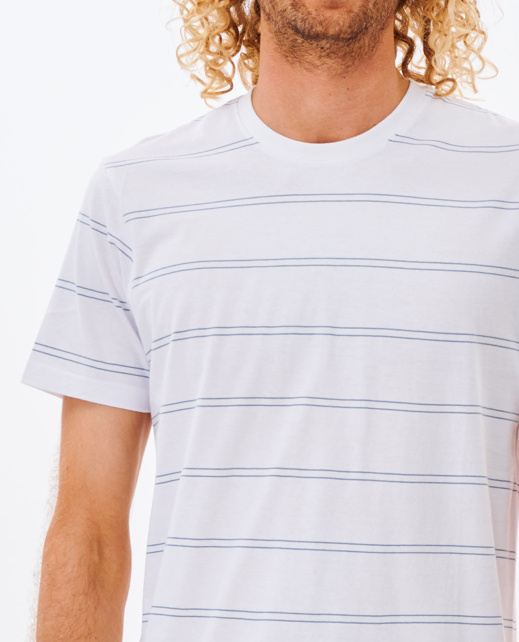 PLAIN STRIPE TEE - white/blue