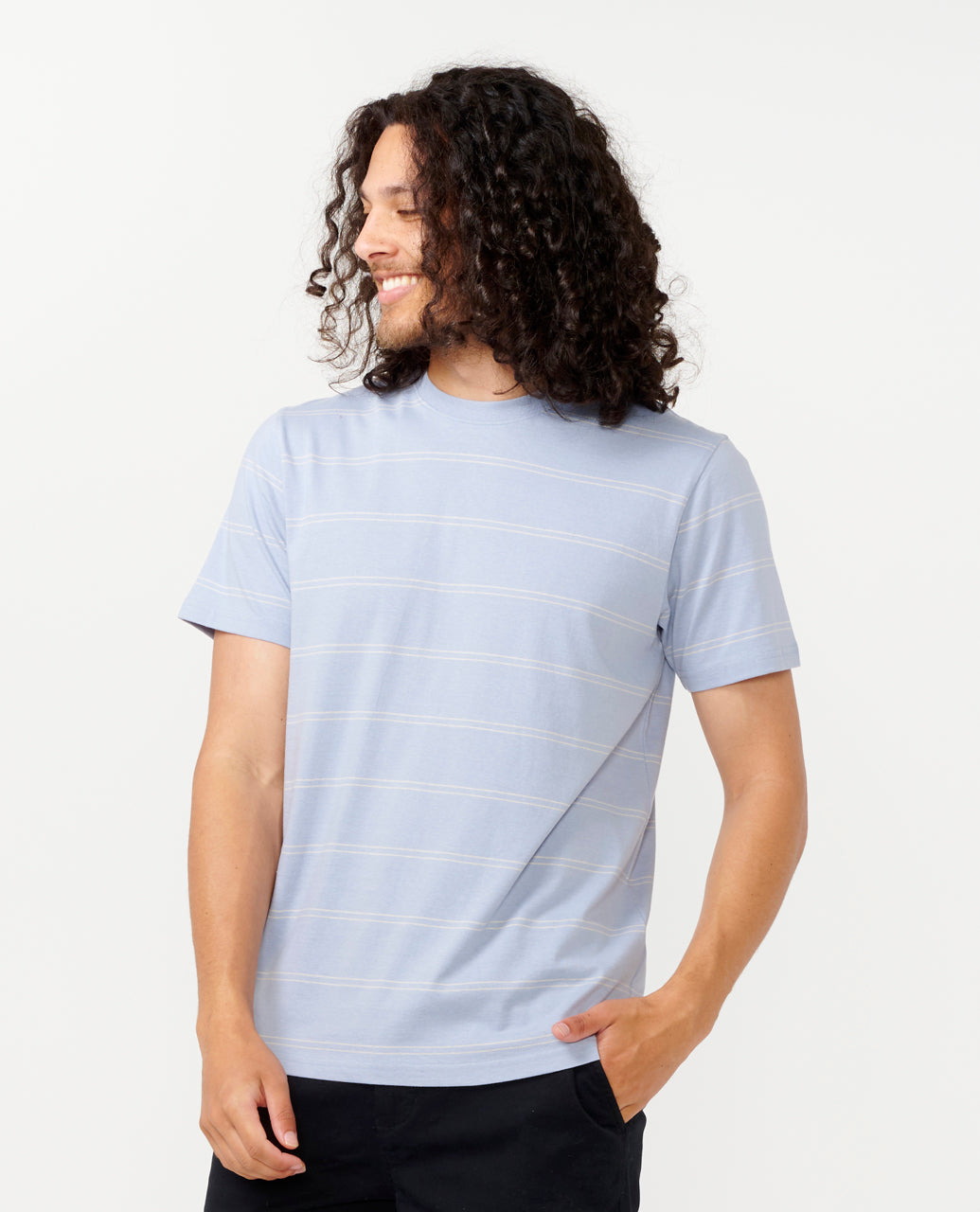 PLAIN STRIPE TEE - spray blue