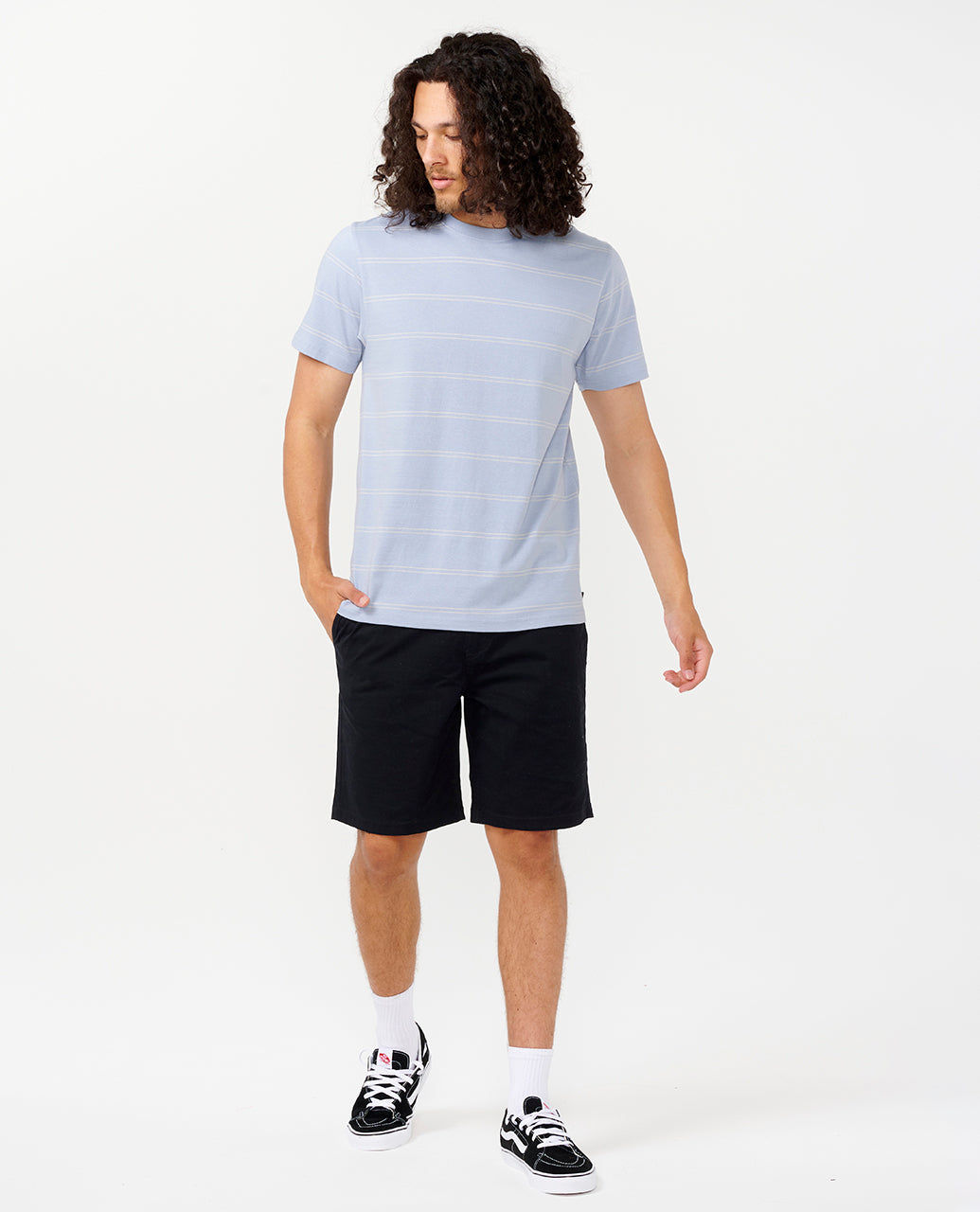 PLAIN STRIPE TEE - spray blue