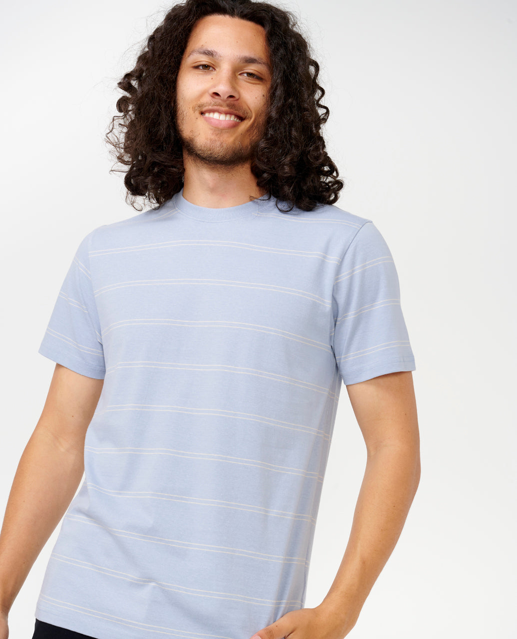 PLAIN STRIPE TEE - spray blue
