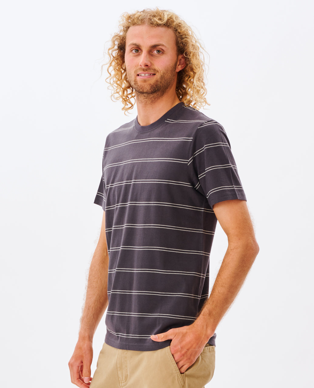PLAIN STRIPE TEE - washed black